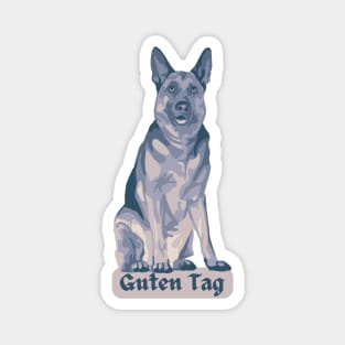 German Shepherd says Guten Tag Magnet