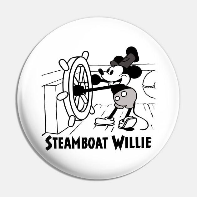 Steamboat Willie Nostalgia - Vintage Animation Print Pin by Helgar