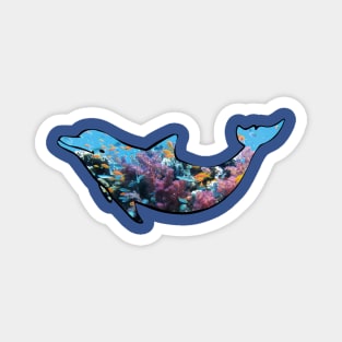 Dolphin coral reef fish silhouette Magnet