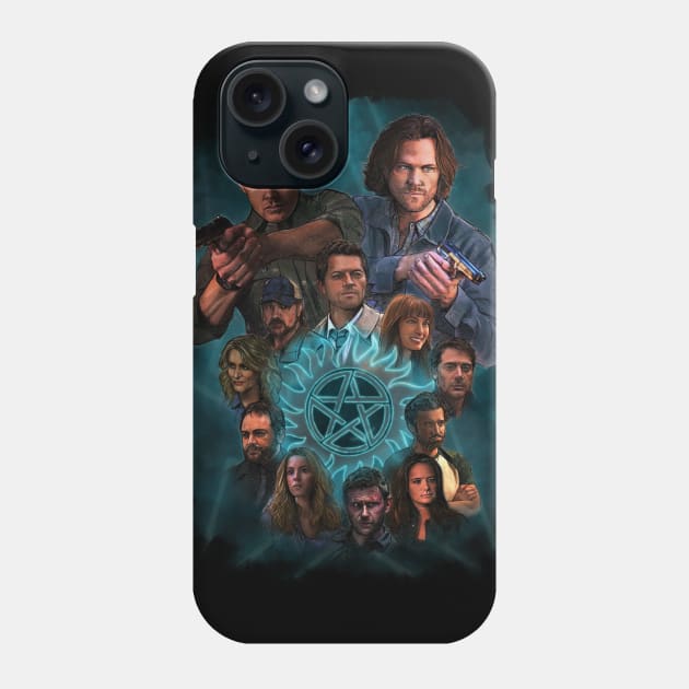 The Winchesters and friends Phone Case by Elizachadwickart 