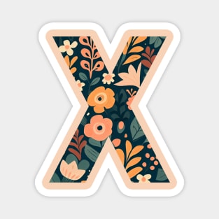 Whimsical Floral Letter X Magnet
