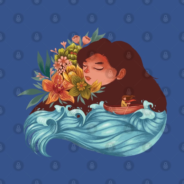 girl sleeping with her dreams by Mako Design 