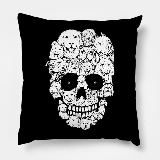 Dogs skull Pillow by TeeAbe