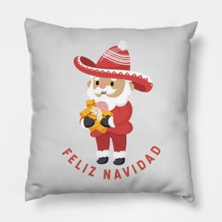 Feliz Navidad - Santa con pan dulce y tamales Pillow