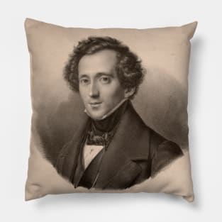 Felix Mendelssohn | Portrait of Felix Mendelssohn and manuscript with original signature Pillow