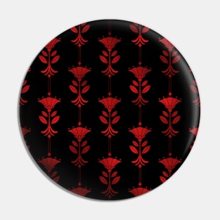 Damask Motifs in Black and Ruby Red Vintage Faux Foil Art Deco Vintage Foil Pattern Pin