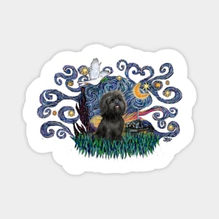 Adorable Black Shih Tzu in Starry Night (inspired by) Magnet