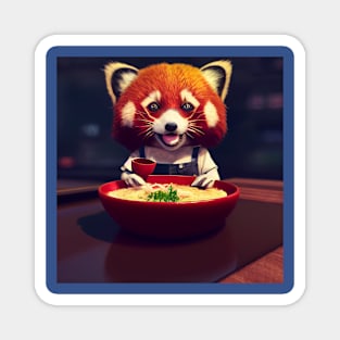 Kawaii Red Panda Eating Ramen Magnet