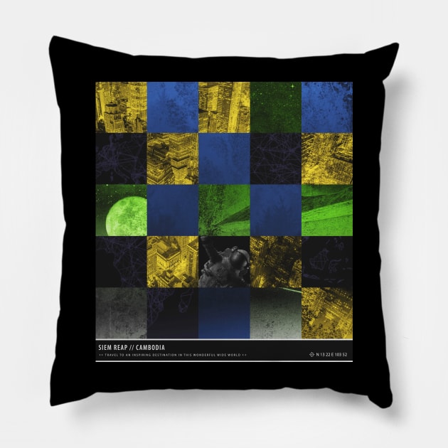 Siem Reap Cambodia Aesthetic Pixel Cubes Pillow by MapYourWorld