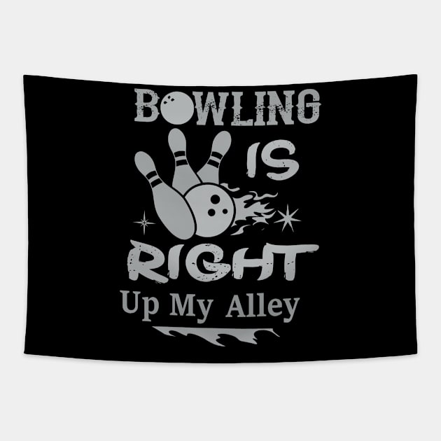 BOWLING IS RIGHT UP MY ALLEY Tapestry by Lin Watchorn 