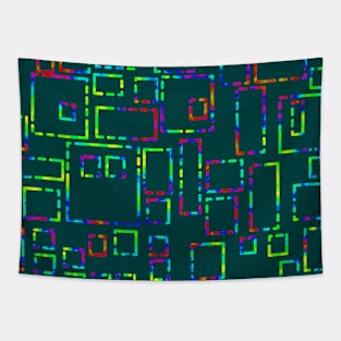 Rainbow Blocks on Dark Teal Tapestry