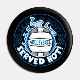 Volleyball Served Hot Blue Silver Vball Pin