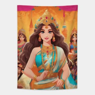 Top Queen anime  with crown on her head Tapestry