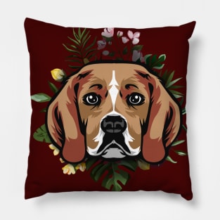 Beagle in floral Pillow