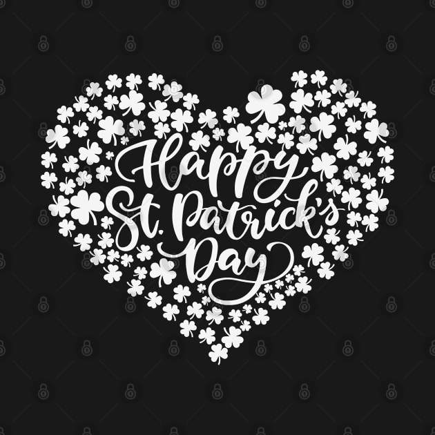 St. Patrick's Day, White Shamrock Heart design by Epic Shirt Store