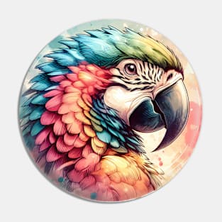 Macaw parrot watercolor Pin