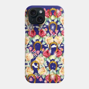 Pattern. Roses, Stars and Gold Horseshoes Phone Case