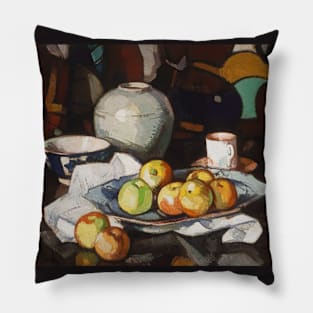 Still Life Apples and Jar by Samuel Peploe Pillow