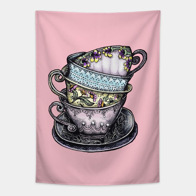 Teacups Tapestry by RedrockitScott