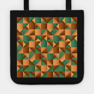 Copper and Green Geometric Pattern Tote