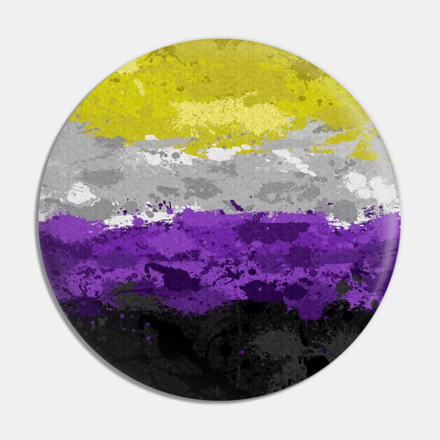 Abstract Paint Splatter Non-Binary Pride Flag Pattern Pin by LiveLoudGraphics