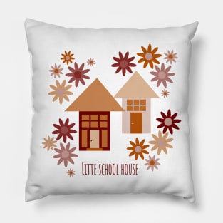 little autumn forest, cottages and pine trees Pillow