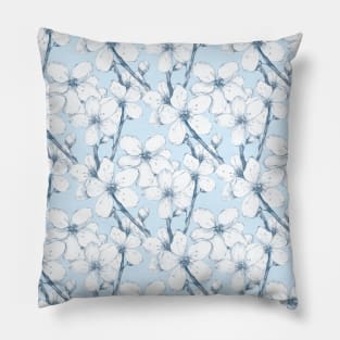 Japanese garden. Blue Pillow