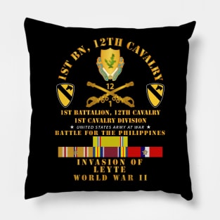 1st Bn 12 Cav - 1st Cav - Invasion Leyte - Phil - WWII w PAC SVC Pillow