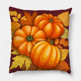 Pumpkins and Autumn Leaves Party Pillow