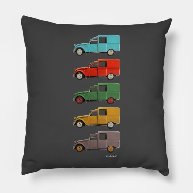 Five 2CV Fourgonnette's Pillow by DaJellah