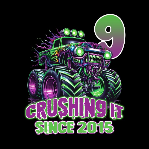 Monster Truck Birthday Tee 9th Birthday Boy Gift Awesome Since 2015 Tee Custom Monster Truck Tee by inksplashcreations