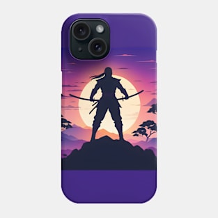 Ninja on the mountain silhouette Phone Case