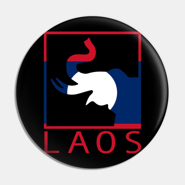 LAOS Boxed Typography | Laotian | Sabaidee | Lao Flag Pin by MerchMadness