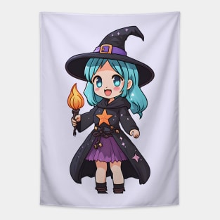 Anime girl witch halloween Tapestry