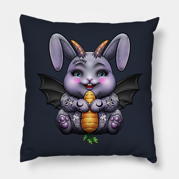 little demon bat goth bunny Pillow by LillyRise