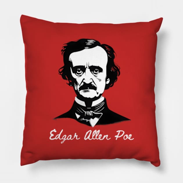 Edgar Allen Poe Pillow by Desert Owl Designs