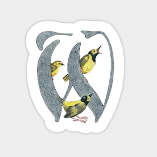 Avian Alphabet W - Hooded warbler Magnet