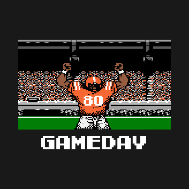 Orange and White Football Gameday Retro 8 Bit Linebacker by SLAG_Creative