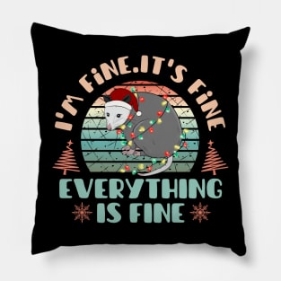 I'm fine.It's fine. Everything is fine.Merry Christmas  funny rat and Сhristmas garland Pillow