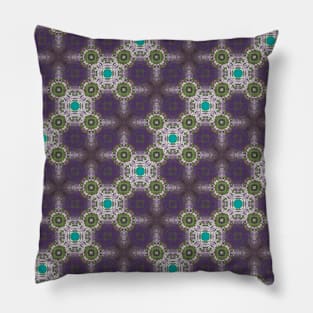 Green and Cyan Dots on Purple Background Pattern - WelshDesignsTP003 Pillow