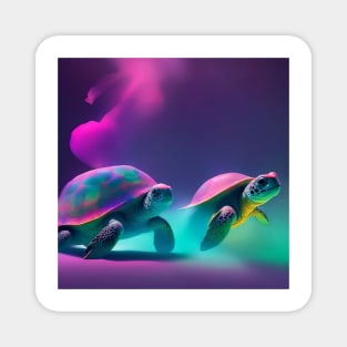 TURTLES DESIGN IN MULTICOLORED MIST Magnet