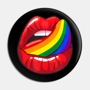 Lgbt Gay Lesbian Pride Sexy Lips Rainbow Pin