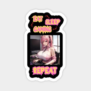 Eat Sleep Gaming Repeat Anime Girl Magnet