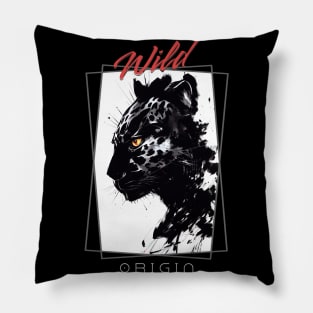 Leopard Panther Wild Nature Free Spirit Art Brush Painting Pillow