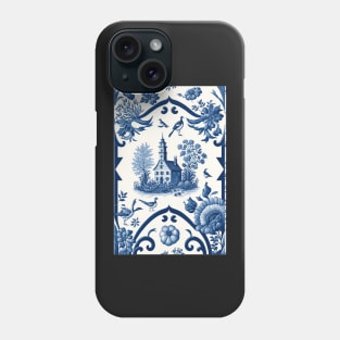 Floral Garden Botanical Print with Delft Blue and White Phone Case