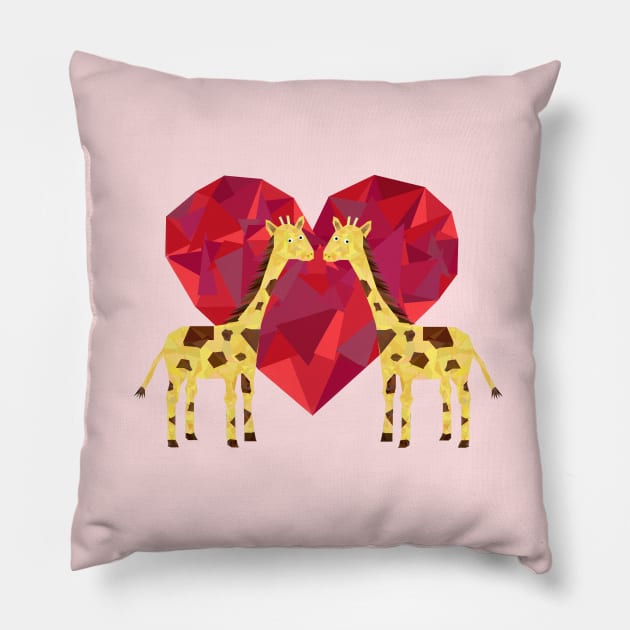 Giraffes in Love Pillow by Geometrico22