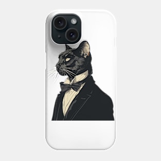 black cat gentleman Phone Case