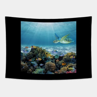 Aquatic Coral Reef Background Tapestry