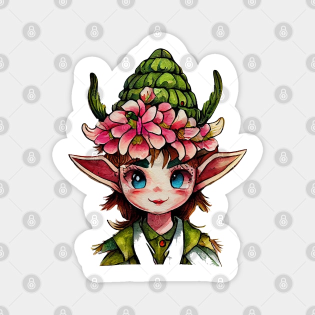 Flower Elf or Fairy Portrait Magnet by Journey2JoyCreations