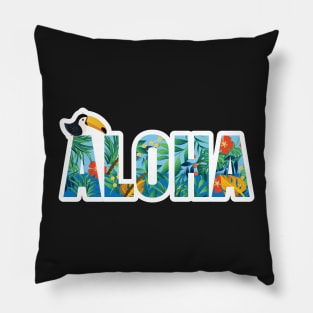 Aloha Hawaii Flower Spirit Bright Colorful Toucan Gift Pillow